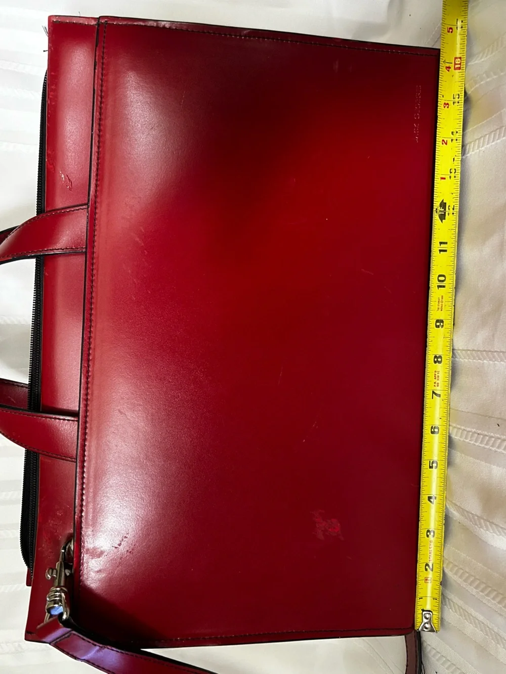 Jack Georges Briefcase Laptop Case Red Italian Leather Work Bag Shoulder Strap